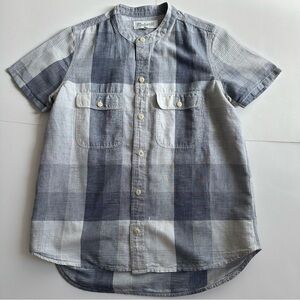 MADEWELL COTTON/ LINEN SHORT SLEEVED PLAID  TOP WOMENS SZ SMALL